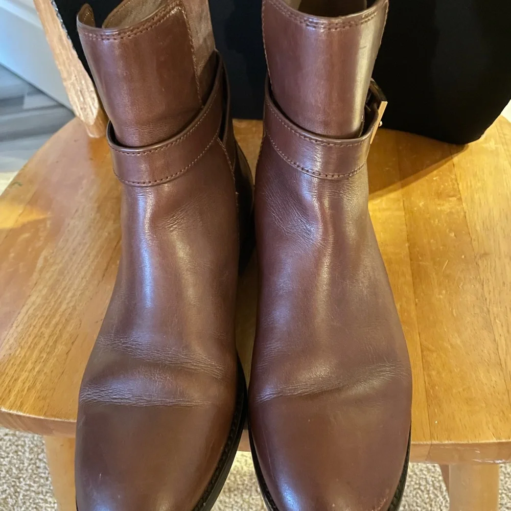 Women's Brown Leather Ankle Boots with Buckle